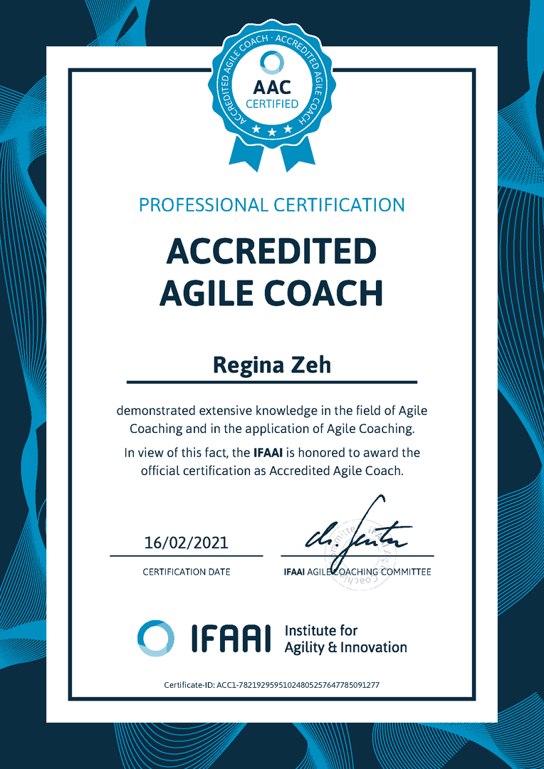 Regina Zeh ist akkreditierter Agile Coach des IFAAI
